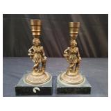 Pair of spelter figurial candle sticks