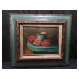 Amaro signed still life oil painting on canvas
