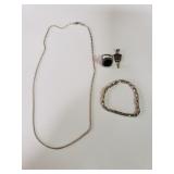 Sterling silver chain, bracelet, pendant, onyx