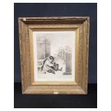 Vintage gilt frame etching