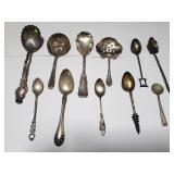Group of sterling and silver spoons