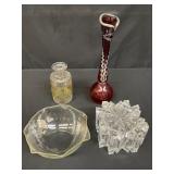 Group of vintage crystal and glassware items