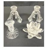 Group of vintage crystal candle holders