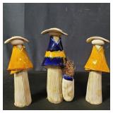 Signed ceramic figurines, 3