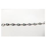 Vintage silver bracelet with blue topaz stones