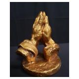 Vintage chalk praying hands sculpture