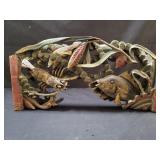 Vintage Asian carved wood fish motif sculpture