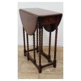 Antique oak barley twist drop leaf table, as is