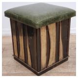 Curtis Jere Brutalist metal and leather ottoman