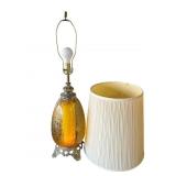 Vintage MCM amber crackle glass lamp