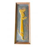 VTG framed 1966 signed R. Dent copper dachshund