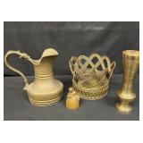 Group of vintage brass and metal decorative items