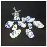 Group of ceramic mini clogs some marked Delft