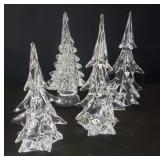 Four glass Christmas trees three signed Clichy