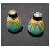 Pair of Mid-century Modern art glass salt and
