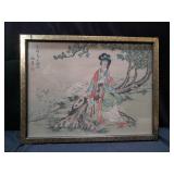 Signed Asian painting on fabric