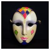 Vintage signed hand painted ceramic wall mask