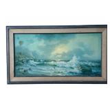 Large framed vintage Eugene Garin giclï¿½e on canvas