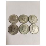 5 1965-1969 silver clad Kennedy half dollar