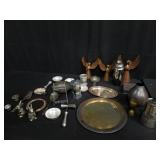 Group of stainless steel, pewter and silver p