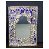 Persian Qajar silver and enamel mirror