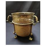 Antique brass footed jardiniere