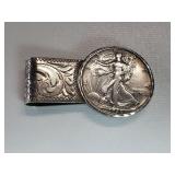 1945 silver liberty half dollar coin money clip