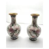 Pair of small Asian Cloisonnï¿½ vases