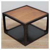 Asian mid-century teak end table