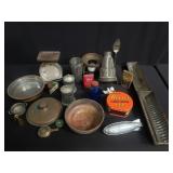 Box of misc moulds, lunch box, pans, etc