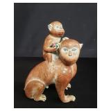 Chinese porcelain mother monkey and child figurine