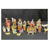 Group of vintage hand-painted Nativity figurines