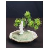 Vintage artificial bonsai  with a porcelain