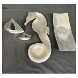 Group of 4 pewter decorative items