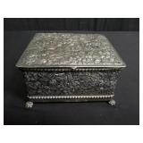 Wilcox silver plate floral embossed trinket box