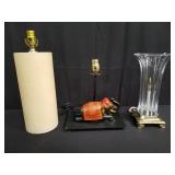 Group of crystal and composite table lamps