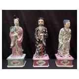 Three vintage Chinese H.P. porcelain figures