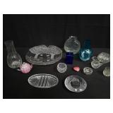 Group of art glass and crystal, vase, plate,