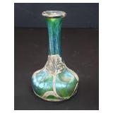 Art Nouveau silver overlay glass vase.