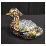 Chinese cloisonne duck trinket box