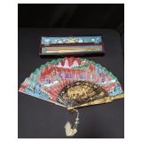 Vintage Chinese hand painted folding hand fan