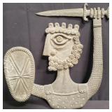 Vintage cast aluminum warrior plaque