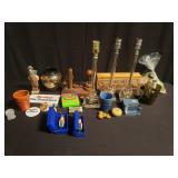 Box of miscellaneous, brass vase, figurine, g