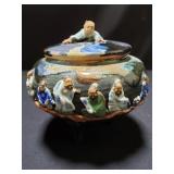 Sumida Gawa style pottery lidded jar