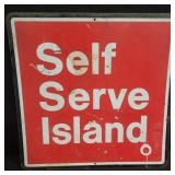 Vintage Self Serve Island metal sign