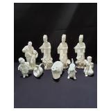 Group of porcelain Asian figurines and animal