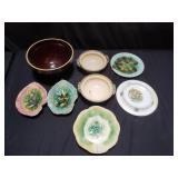 Group of vintage pottery bowls and plates
