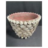 Seashell and ceramic planter pot