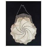 Vintage silver plate and fabric handbag with
