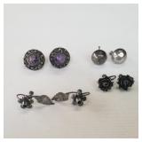 Group of sterling silver earrings
